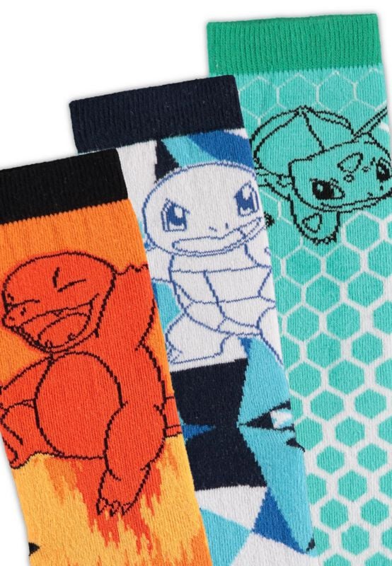 Chaussettes Gaming de Pokémon - Salamèche Bulbizarre Carapuce - Chaussettes Éléments - EU39-42 à EU 43-46 - pour Unisexe - multicolore - Pokémon