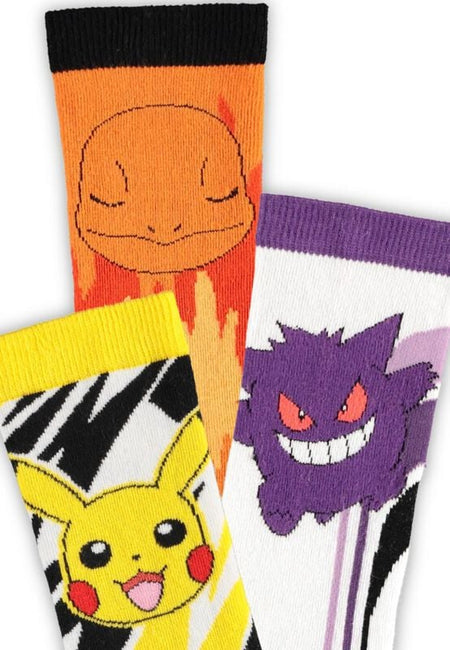 Chaussettes Gaming de Pokémon - Pikachu Salamèche Ectoplasma - Chaussettes - EU39-42 à EU 43-46 - pour Unisexe - multicolore - Pokémon