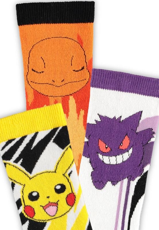 Chaussettes Gaming de Pokémon - Pikachu Salamèche Ectoplasma - Chaussettes - EU39-42 à EU 43-46 - pour Unisexe - multicolore - Pokémon