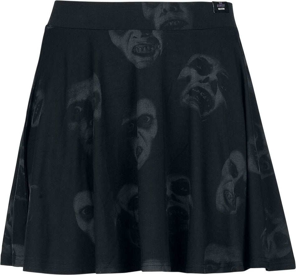 Jupe courte Gothic de The Exorcist by Killstar - Excellent Day For An Excorcism Skater Skirt - XS à 3XL - pour Femme - noir/gris - The Exorcist by Killstar
