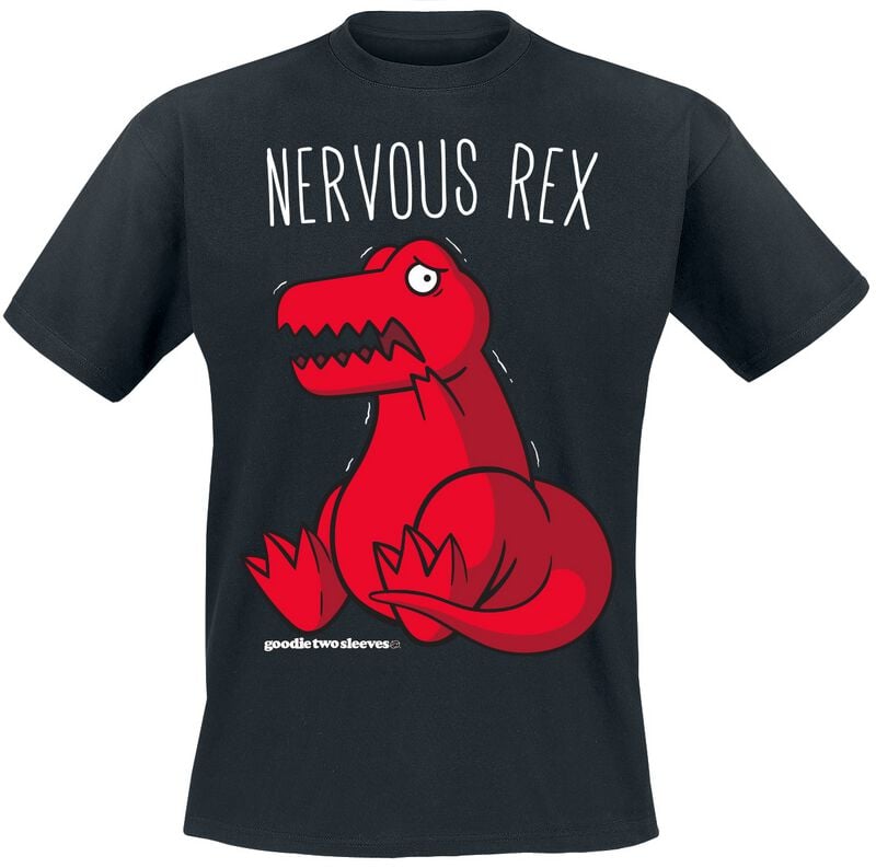 T-Shirt Manches courtes Fun de Goodie Two Sleeves - Nervous Rex - M - pour Homme - noir - Goodie Two Sleeves
