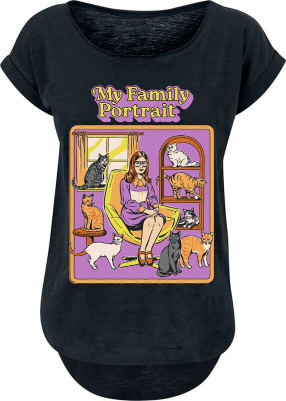 T-Shirt Manches courtes Fun de Steven Rhodes - My family portrait - S à XL - pour Femme - noir - Steven Rhodes