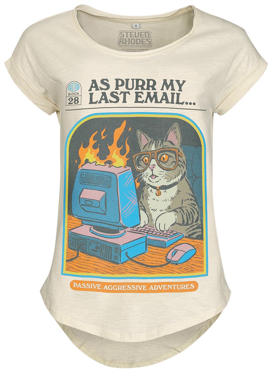 T-Shirt Manches courtes Fun de Steven Rhodes - As purr my last E-Mail - S à XXL - pour Femme - sable - Steven Rhodes