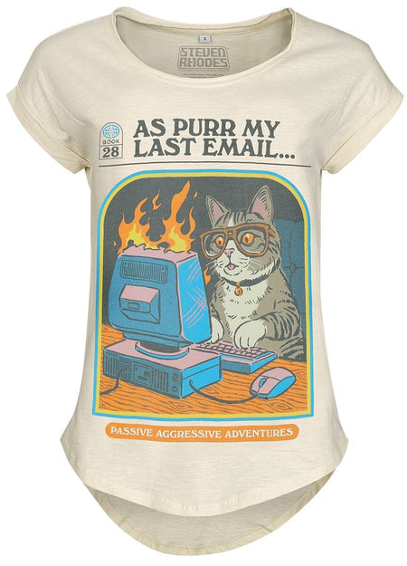 T-Shirt Manches courtes Fun de Steven Rhodes - As purr my last E-Mail - S à XL - pour Femme - sable - Steven Rhodes