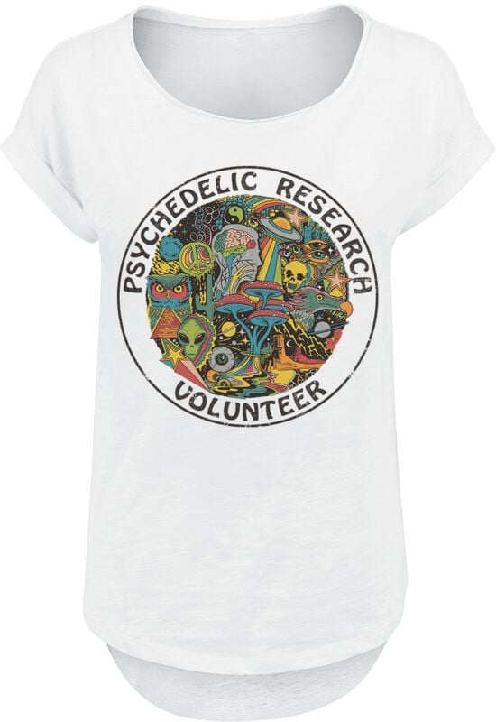 T-Shirt Manches courtes Fun de Steven Rhodes - Psychedelic research volunteer - M à XXL - pour Femme - blanc - Steven Rhodes