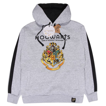 Sweat-shirt à capuche  de Harry Potter - Emblème Poudlard - S à XXL - pour Homme - gris chiné - Harry Potter