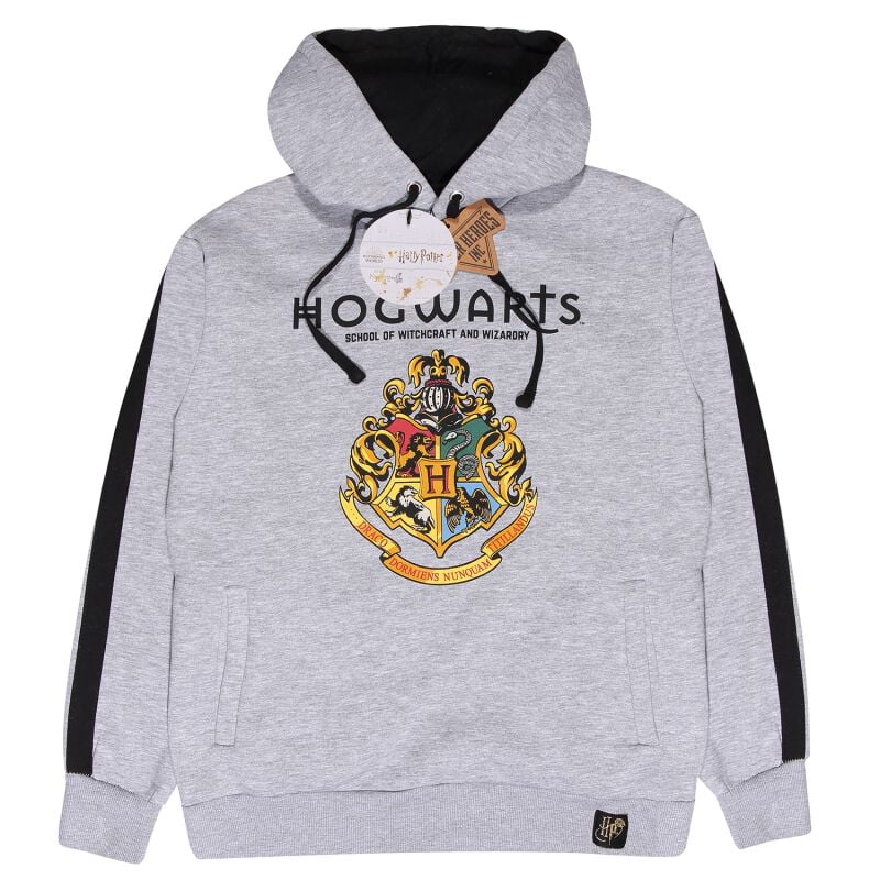 Sweat-shirt à capuche  de Harry Potter - Emblème Poudlard - S à XXL - pour Homme - gris chiné - Harry Potter