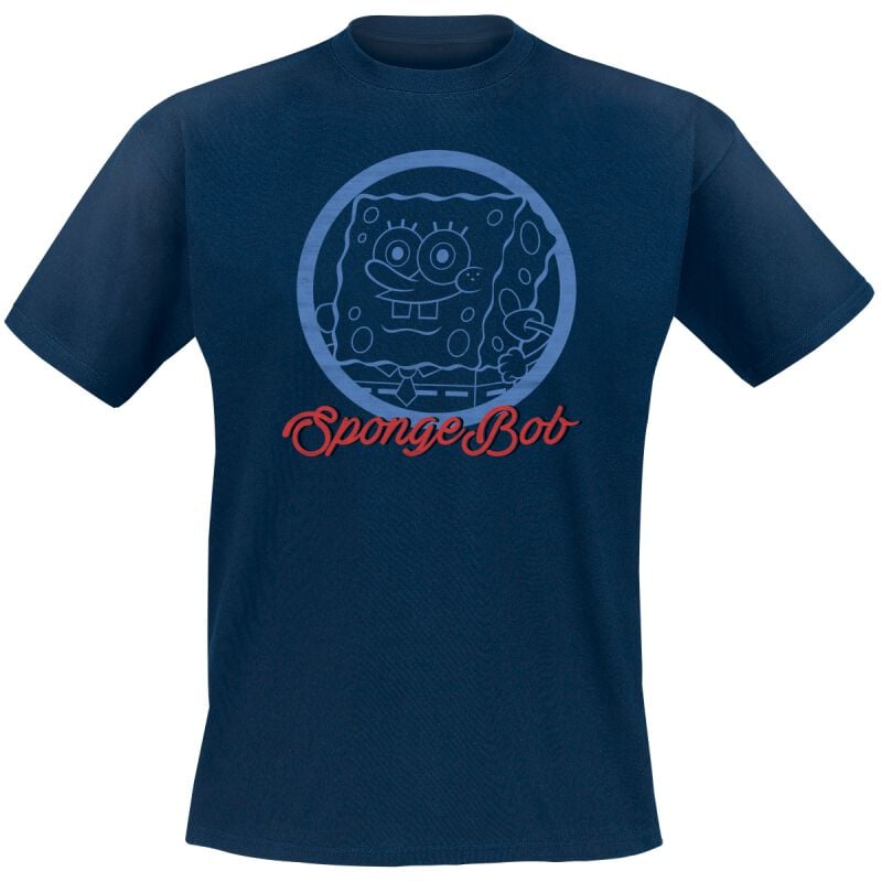 T-Shirt Manches courtes  de Bob L'Éponge - SpongeBob Circle - S à XL - pour Homme - marine - Bob L'Éponge