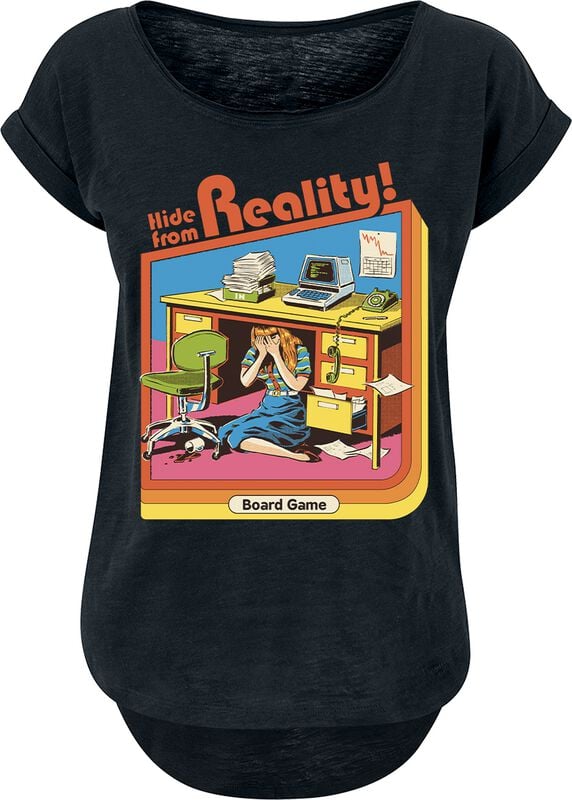 T-Shirt Manches courtes Fun de Steven Rhodes - Hide from reality - M à XL - pour Femme - noir - Steven Rhodes