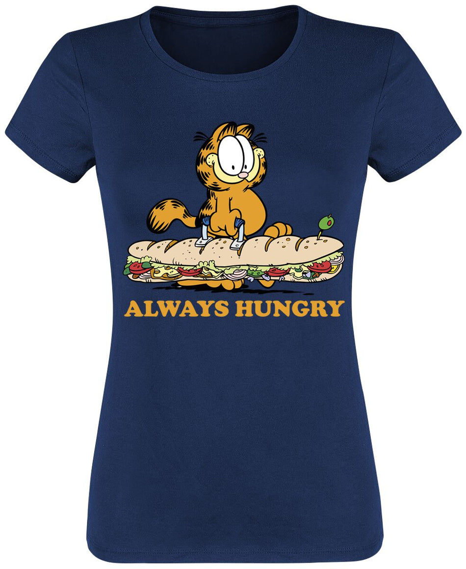 T-Shirt Manches courtes  de Garfield - Always Hungry - L - pour Femme - marine - Garfield