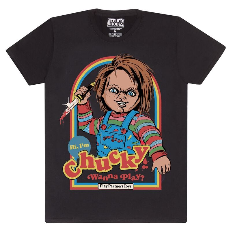 T-Shirt Manches courtes Fun de Steven Rhodes - Steven Rhodes x Chucky Wanna Play - M à XXL - pour Homme - noir - Steven Rhodes