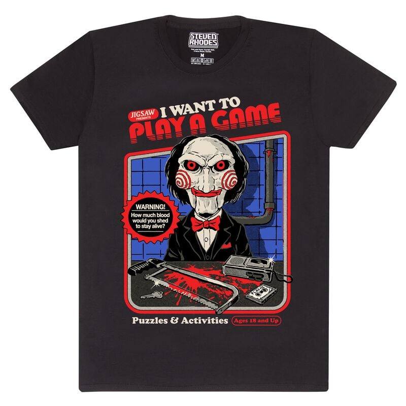 T-Shirt Manches courtes Fun de Steven Rhodes - Steven Rhodes x Saw I Want To Play A Game - S à XXL - pour Homme - noir - Steven Rhodes
