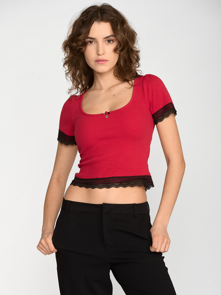 T-Shirt Manches courtes  de Vive Maria - Sweet - Crop Top - S à XXL - pour Femme - rouge/noir - Vive Maria - View 2