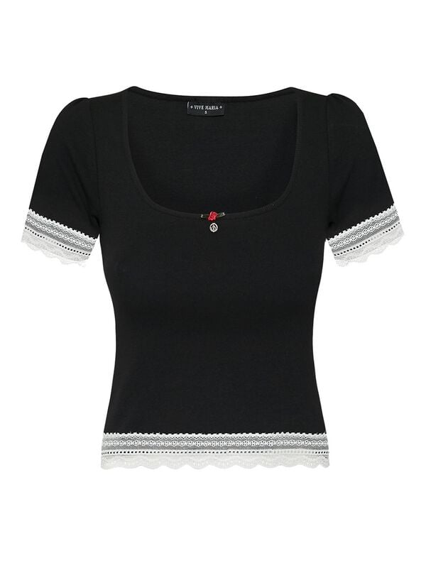 T-Shirt Manches courtes  de Vive Maria - Sweet - Crop Top - L à XXL - pour Femme - noir/blanc - Vive Maria