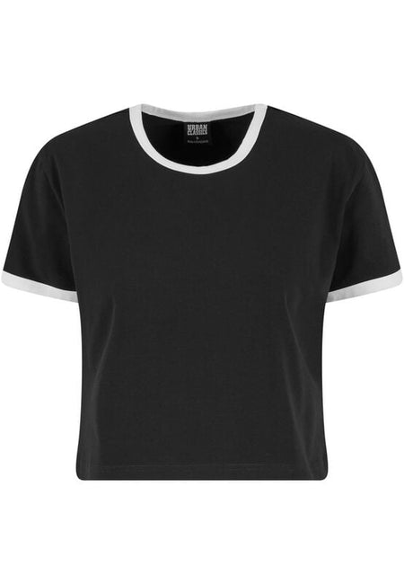 T-Shirt Manches courtes  de Urban Classics - Contraste Rétro - T-Shirt - XS à XL - pour Femme - noir/blanc - Urban Classics