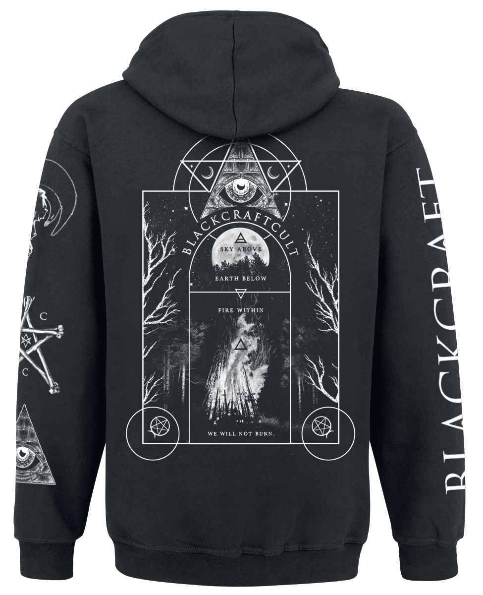 Sweat-shirt zippé à capuche Gothic de Blackcraft Cult - Evil Eye Bonfire FB Zip Hoodie - M à 4XL - pour Homme - noir - Blackcraft Cult - View 2