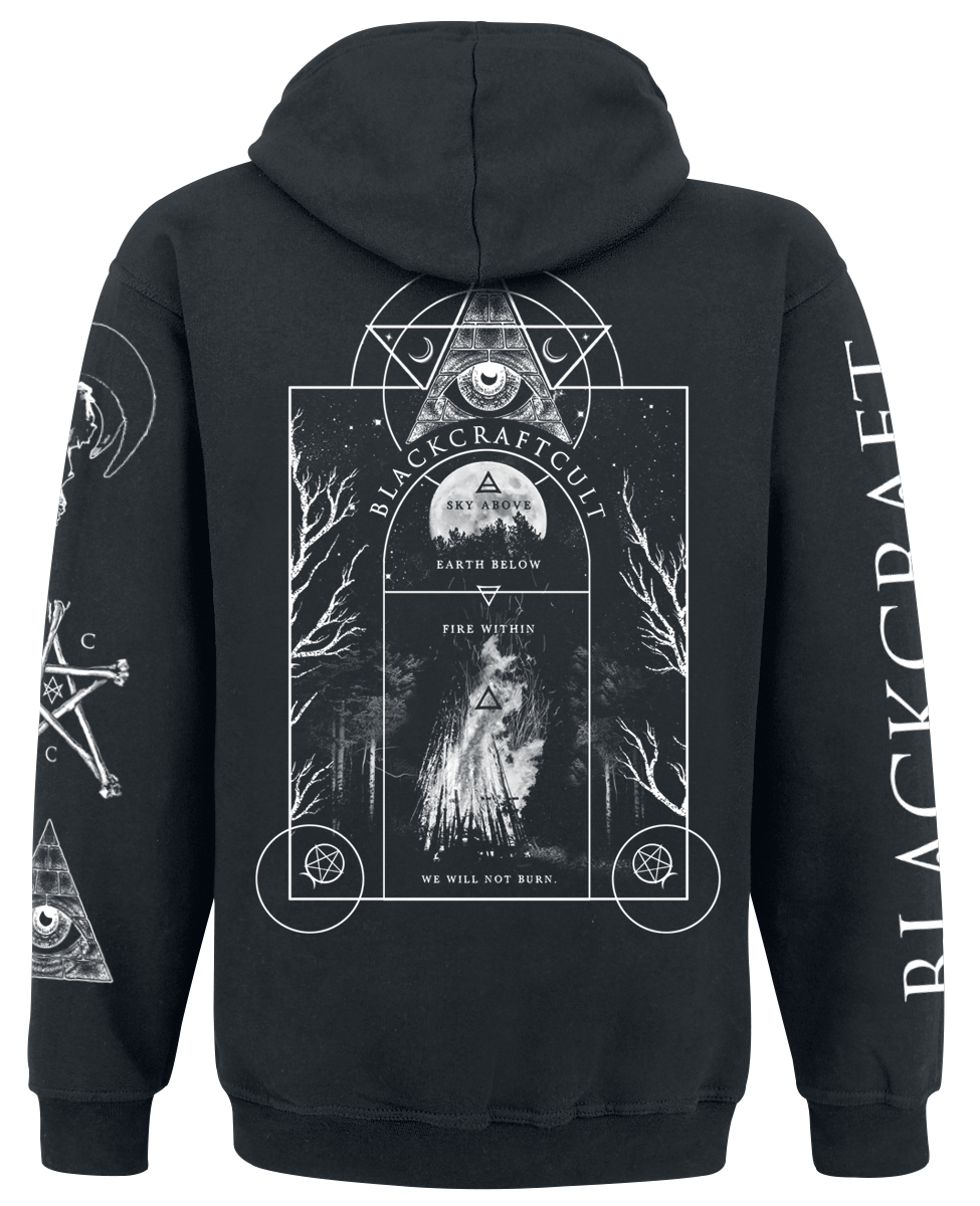 Sweat-shirt zippé à capuche Gothic de Blackcraft Cult - Evil Eye Bonfire FB Zip Hoodie - M à 5XL - pour Homme - noir - Blackcraft Cult - View 2