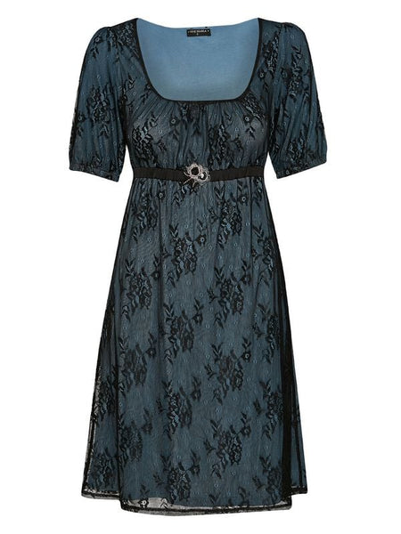 Robe mi-longue Rockabilly de Vive Maria - Regency Dress - XS à S - pour Femme - bleu/noir - Vive Maria