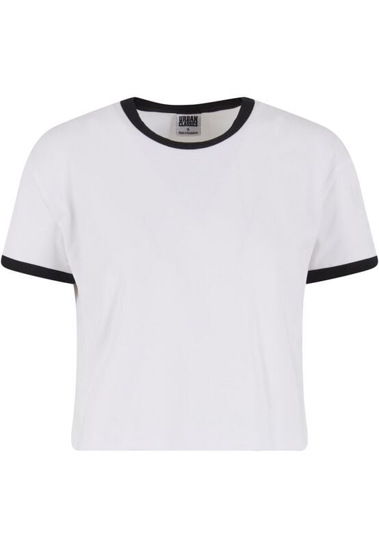 T-Shirt Manches courtes  de Urban Classics - Contraste Rétro - T-Shirt - XS à L - pour Femme - blanc/noir - Urban Classics