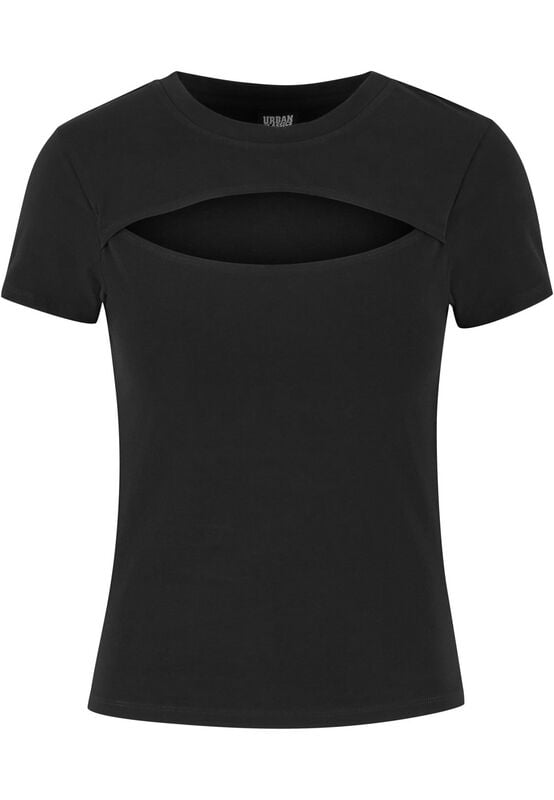 T-Shirt Manches courtes  de Urban Classics - T-Shirt Découpé - XS à XL - pour Femme - noir - Urban Classics