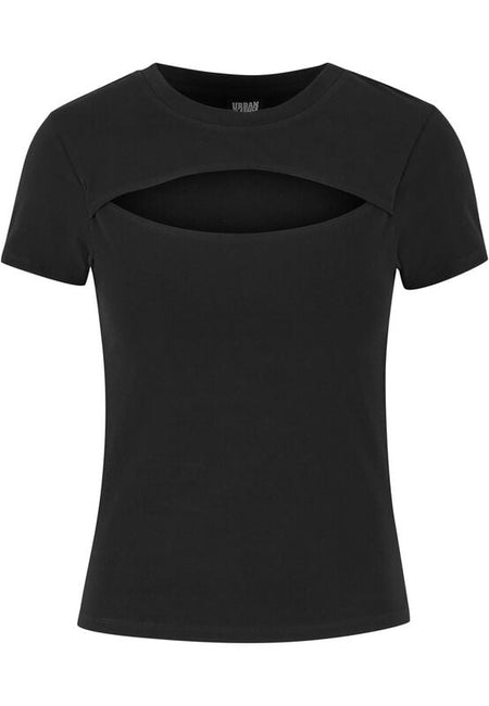 T-Shirt Manches courtes  de Urban Classics - T-Shirt Découpé - XS à XL - pour Femme - noir - Urban Classics