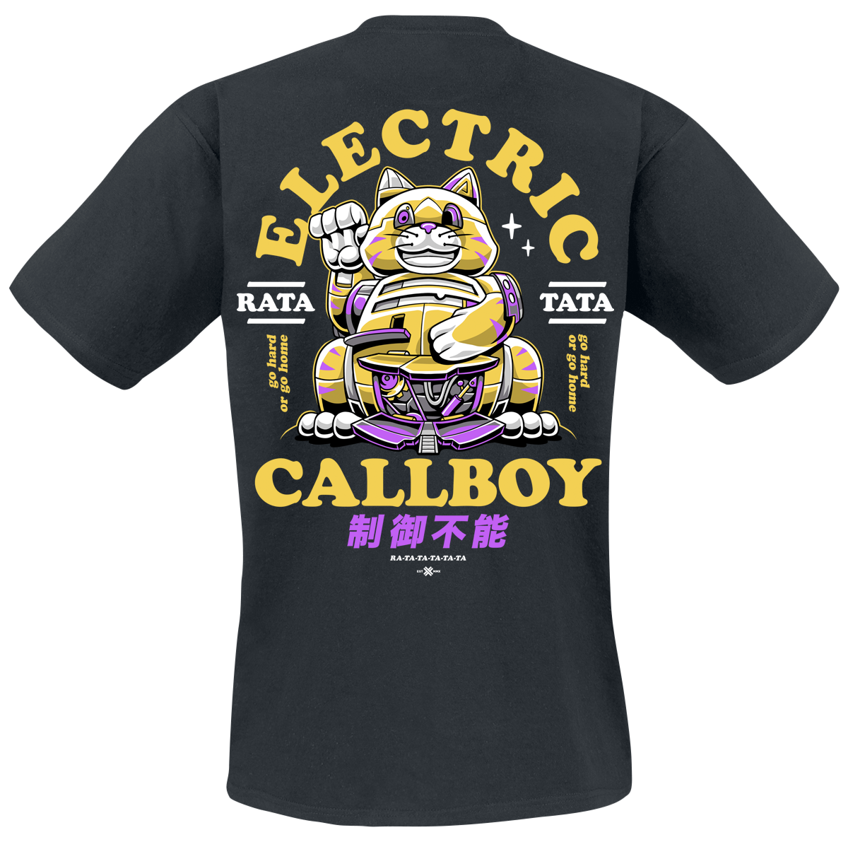 T-Shirt Manches courtes  de Electric Callboy - Ratatata Lucky Cat - S à 3XL - pour Homme - noir - Electric Callboy - View 2