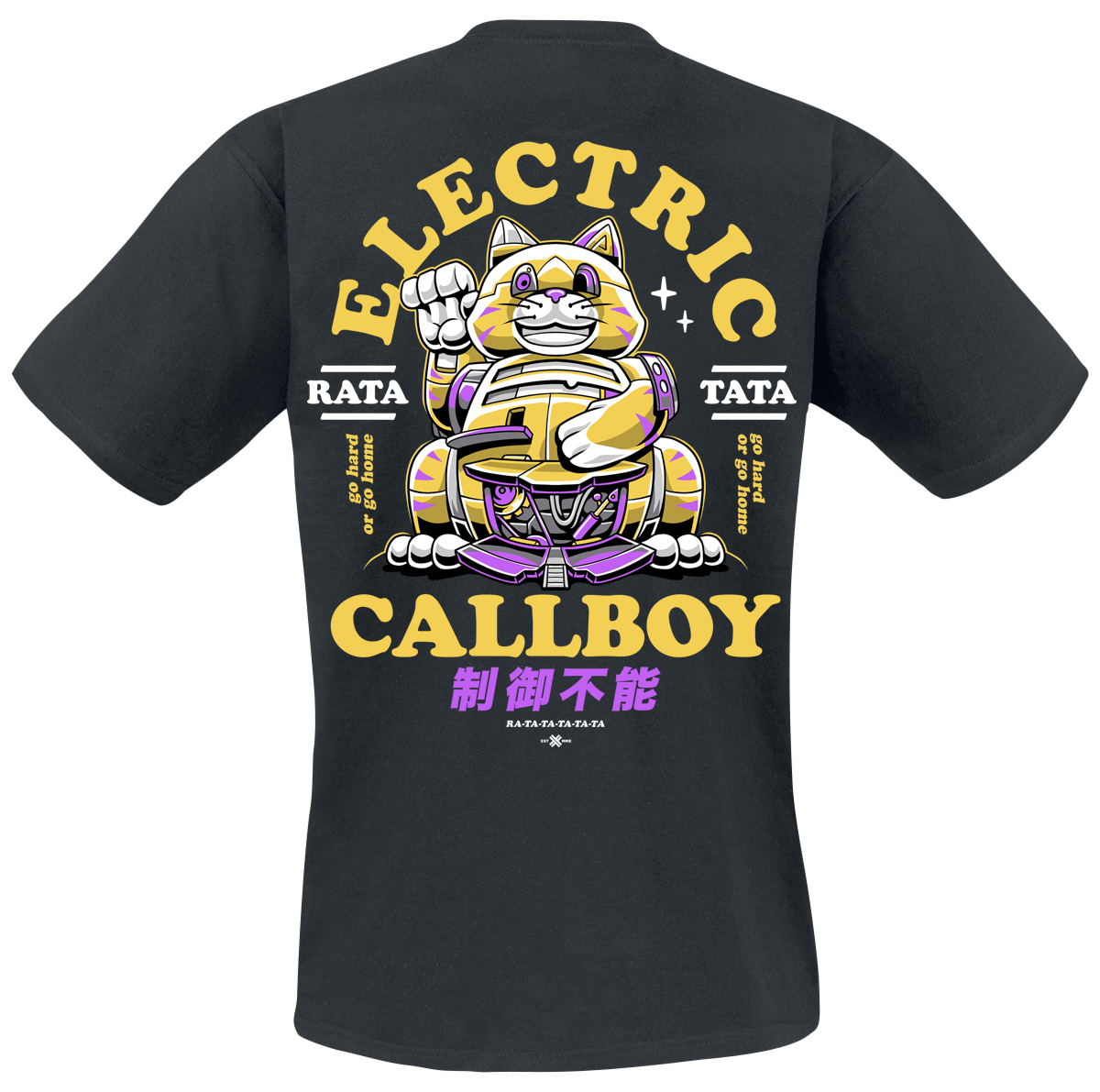 T-Shirt Manches courtes  de Electric Callboy - Ratatata Lucky Cat - S à 5XL - pour Homme - noir - Electric Callboy - View 2