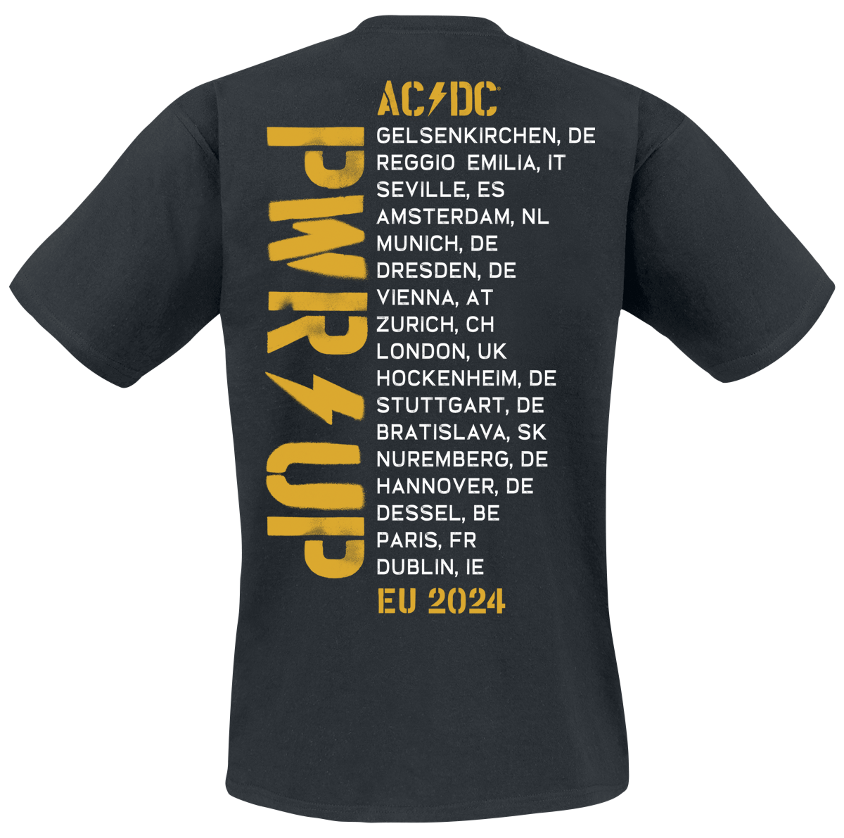 T-Shirt Manches courtes  de AC/DC - PWRUP European Tour 2024 - S à 5XL - pour Homme - noir - AC/DC - View 2