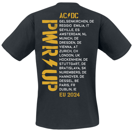 T-Shirt Manches courtes  de AC/DC - PWRUP European Tour 2024 - S à 5XL - pour Homme - noir - AC/DC - View 2