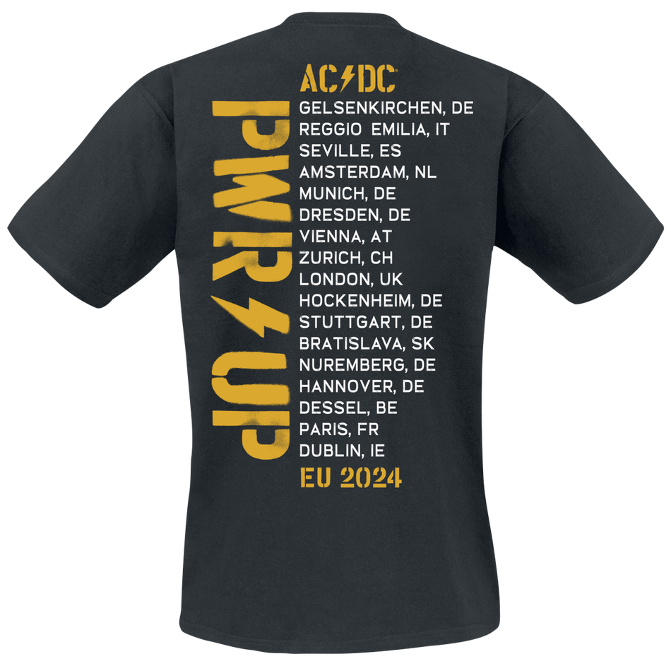 T-Shirt Manches courtes  de AC/DC - PWRUP European Tour 2024 - S à 5XL - pour Homme - noir - AC/DC - View 2