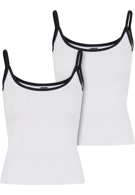 Top  de Urban Classics - Contraste Basique - Haut (Lot de 2) - XS à XL - pour Femme - blanc/noir - Urban Classics