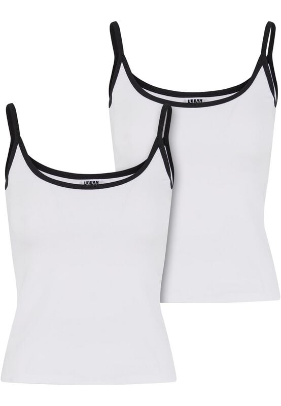Top  de Urban Classics - Contraste Basique - Haut (Lot de 2) - XS à XL - pour Femme - blanc/noir - Urban Classics
