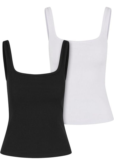 Top  de Urban Classics - Débardeurs Côtelés (Lot de 2) - XS à XL - pour Femme - noir/blanc - Urban Classics