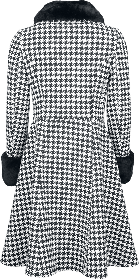 Manteaux Rockabilly de Voodoo Vixen - Houndstooth Faux Fur Trim Coat - XS à XXL - pour Femme - noir/blanc - Voodoo Vixen - View 2