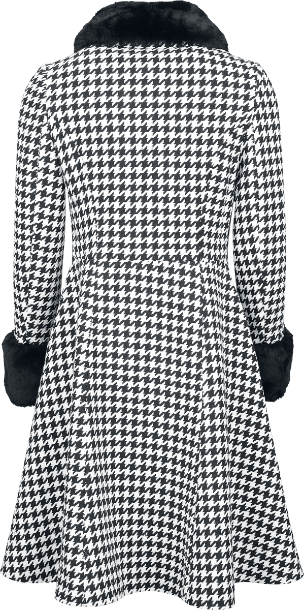 Manteaux Rockabilly de Voodoo Vixen - Houndstooth Faux Fur Trim Coat - XS à XXL - pour Femme - noir/blanc - Voodoo Vixen - View 2