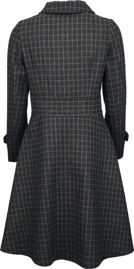 Manteaux Rockabilly de Voodoo Vixen - Double Breasted Collared Check Coat - M à XXL - pour Femme - noir/marron - Voodoo Vixen - View 2