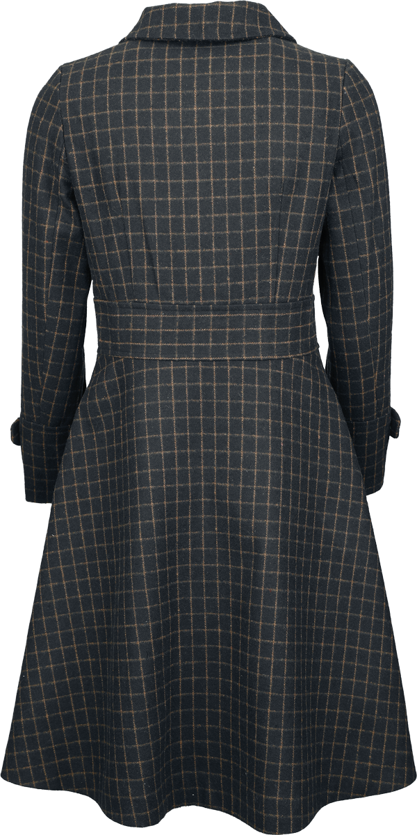Manteaux Rockabilly de Voodoo Vixen - Double Breasted Collared Check Coat - S à XL - pour Femme - noir/marron - Voodoo Vixen - View 2