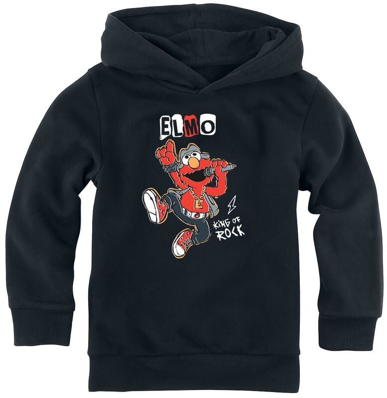 Sweat-shirt à capuche  de Sesame Street - Elmo - King Of Rock - 164 - pour Unisexe - noir - Sesame Street
