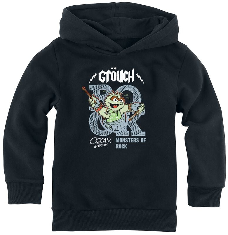 Sweat-shirt à capuche  de Sesame Street - Oscar- Monster of Rock - 140 à 164 - pour Unisexe - noir - Sesame Street