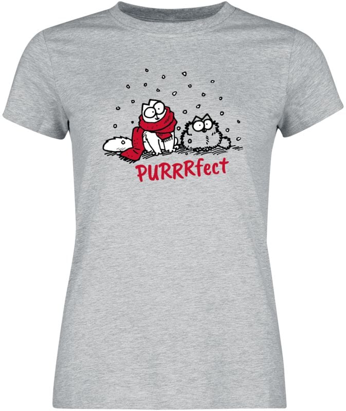 T-Shirt Manches courtes  de Simon's Cat - Purrrfect - M à 3XL - pour Femme - gris chiné - Simon's Cat