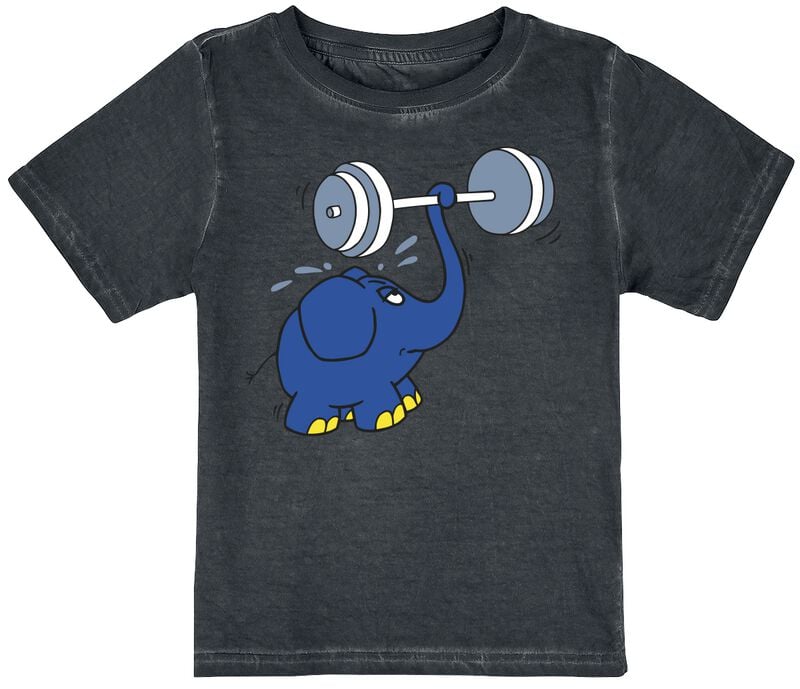 T-Shirt Manches courtes  de Die Sendung mit der Maus - Éléphant - Dumbbell - 98 - pour Unisexe - noir - Die Sendung mit der Maus