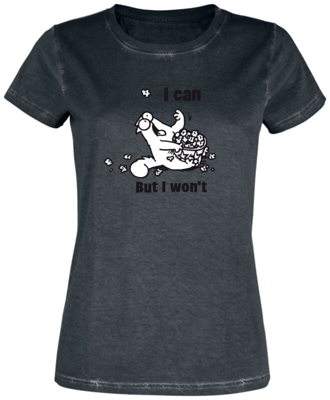 T-Shirt Manches courtes  de Simon's Cat - I Can - But I Won`t - S à 3XL - pour Femme - noir - Simon's Cat
