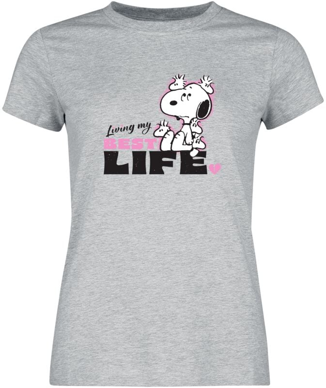 T-Shirt Manches courtes  de Snoopy - Living My Best Life - S à 3XL - pour Femme - gris chiné - Snoopy