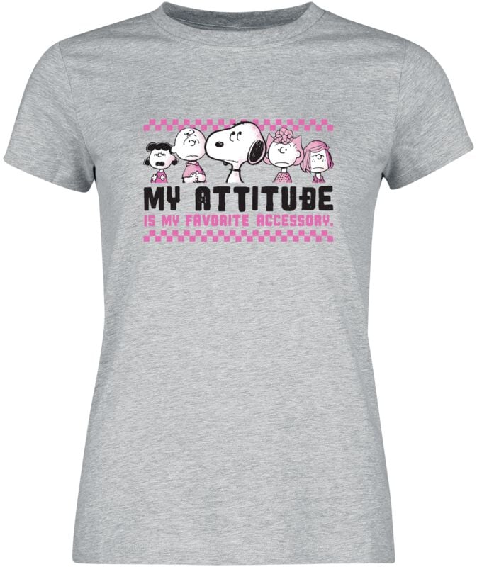 T-Shirt Manches courtes  de Snoopy - My Attitube Is My Favorite - M à L - pour Femme - gris chiné - Snoopy