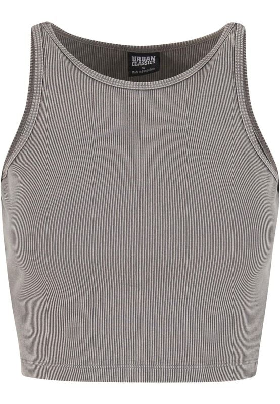 Top  de Urban Classics - Débardeur Crop Top Côtelé & Délavé - XS à XL - pour Femme - gris - Urban Classics