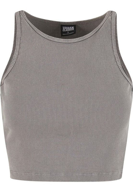 Top  de Urban Classics - Débardeur Crop Top Côtelé & Délavé - XS à XL - pour Femme - gris - Urban Classics