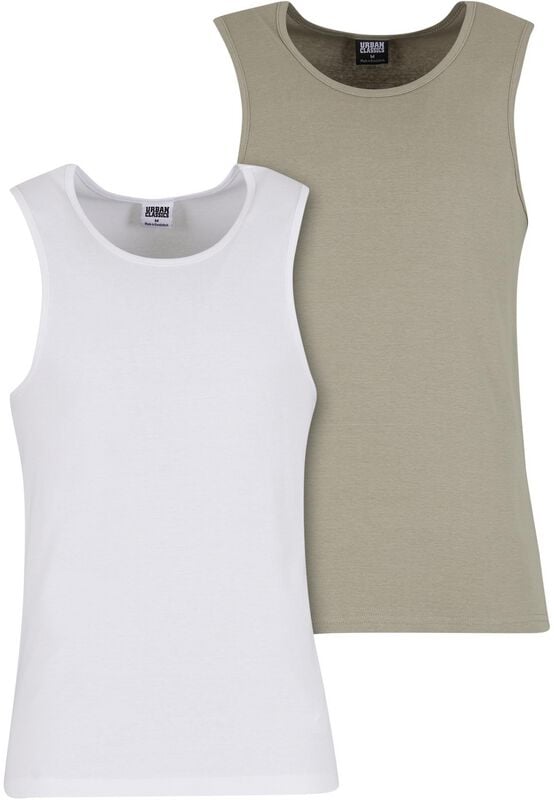 Débardeur  de Urban Classics - Débardeurs Côtelés - Lot de 2 - S à XXL - pour Homme - olive/blanc - Urban Classics