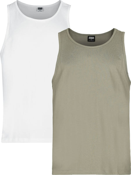 Débardeur  de Urban Classics - Débrdeur Jersey - Lot de 2 - S à XL - pour Homme - olive - Urban Classics