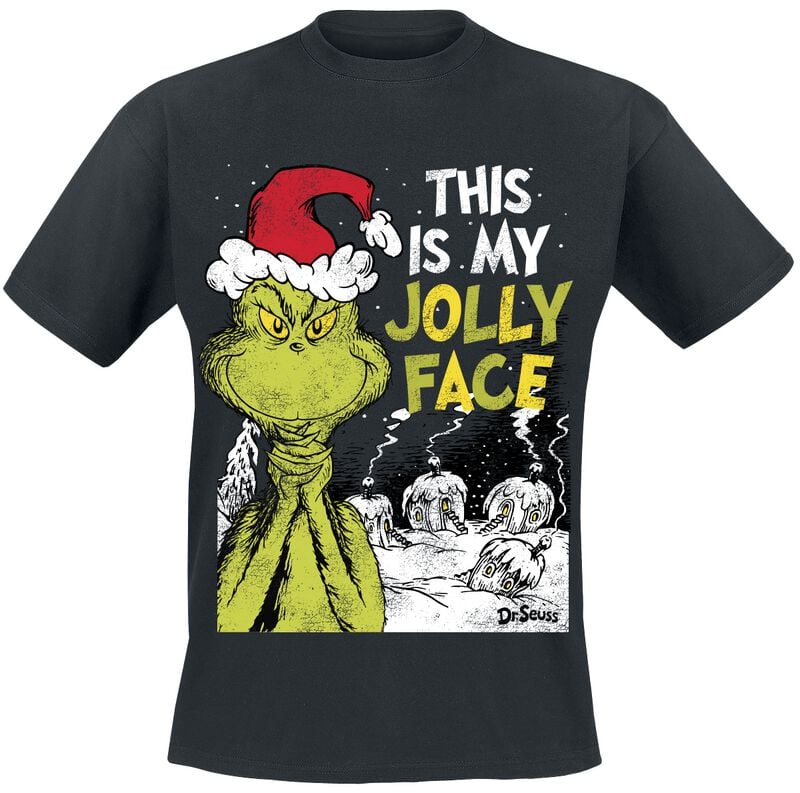 T-Shirt Manches courtes  de Le Grinch - This Is My Jolly Face - S à XXL - pour Homme - noir - Le Grinch