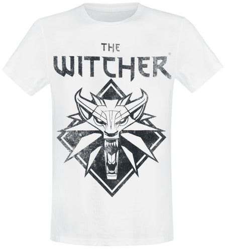 T-Shirt Manches courtes Gaming de The Witcher - Wolf Logo - S à XXL - pour Homme - blanc - The Witcher